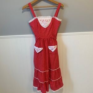 Vintage Candi Jones California Red & White Prairie dress